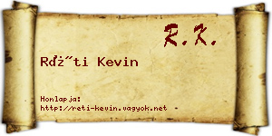 Réti Kevin névjegykártya